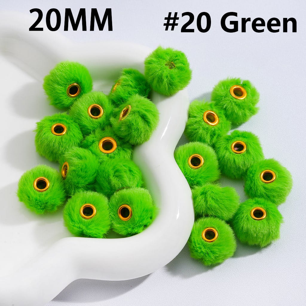 Pom Pom Fluffy Hard Beads and in Solid Colors, 20MM