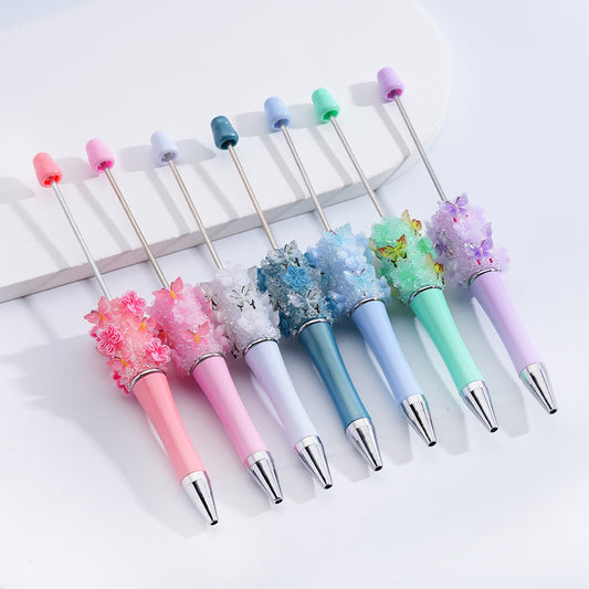 Beadable Pen with Cute Glitter Butterfly Flower  Sakura Clear Sugar in Solid Color