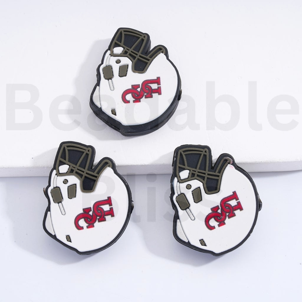 USA America College University Football Teams USC Helmet Silicone Focal Beads