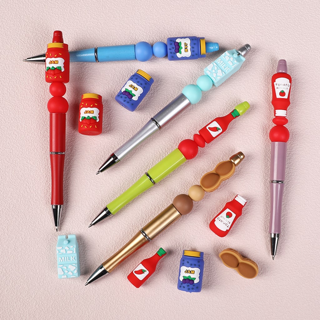 3D Silicone Focal Beads Jam Series Tomato Ketchup Pepper Jam Strawberry Jam Blueberry Jam Milk Peanuts