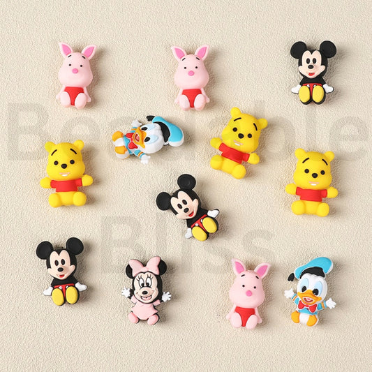 3D Silicone Focal Beads Cute Disne Cartoon Micke Minni Mouse Donal Duck Pigle Winnie the Poo