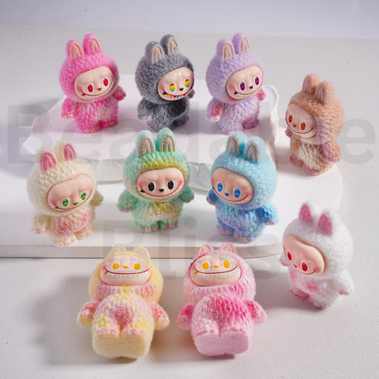 Cute Vivid Flocked Labub Pop Mar Acrylic Beads Pen Toppers Pendants Jewelry Accessories, 54*40MM