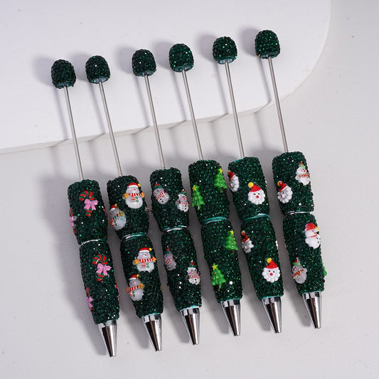 Christmas Series Father Christmas Clown Tree Snowman Candy Cane Green Rhinestones Beadable Clay Pens