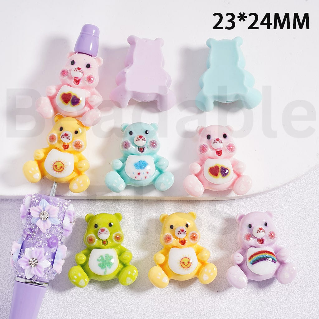 Cute Car Bears Acrylic Beads, Random Mix Color