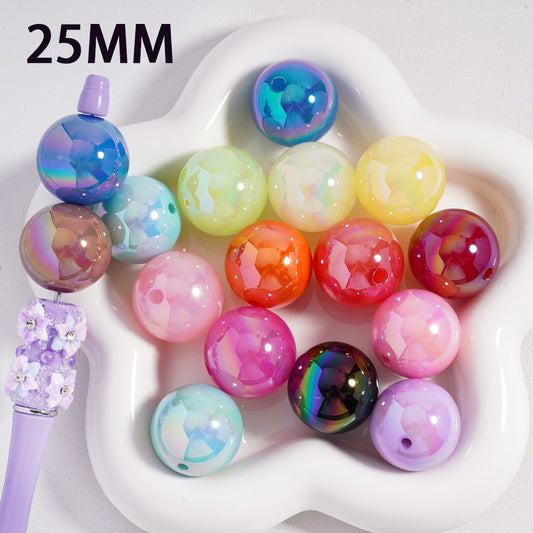Large Glossy Acrylic Beads with UV finish in Solid colors. 25mm, Random Mix