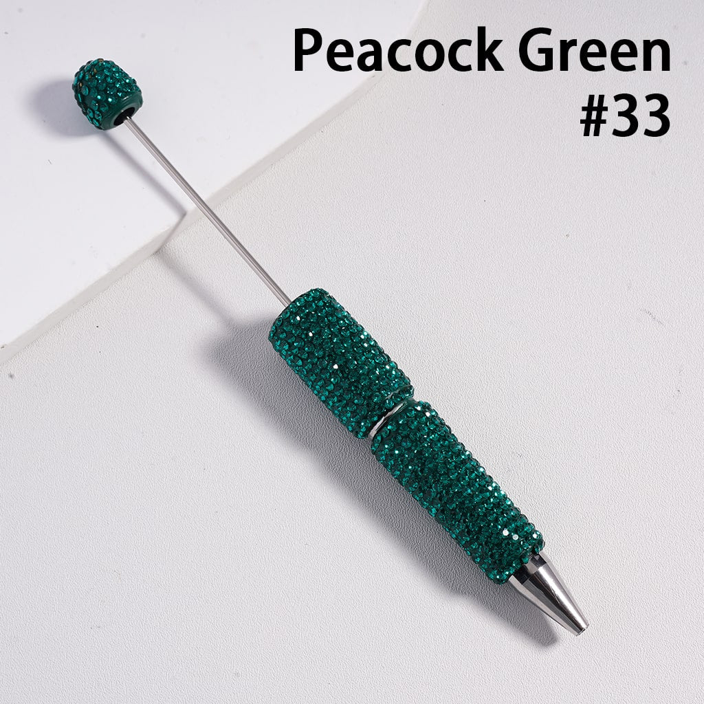 Beadable Clay Pens with Shiny Rhinestones Covered the Entire Pen