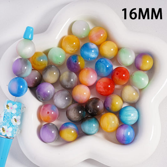 キャットアイスタイルアクリルビーズ 3色 ランダムミックス 16mm