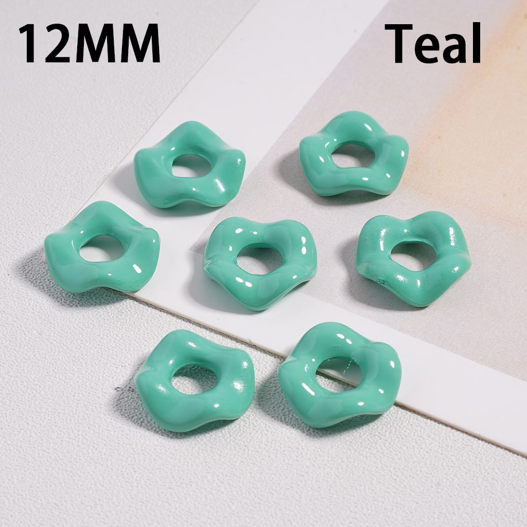 Glossy Cute Multi-Color Wavy Shape Acrylic Spacer Beads, 12MM (With Stoving Varnish Process) //  (Single Color is available for 500pcs(Whole Bag) Only)