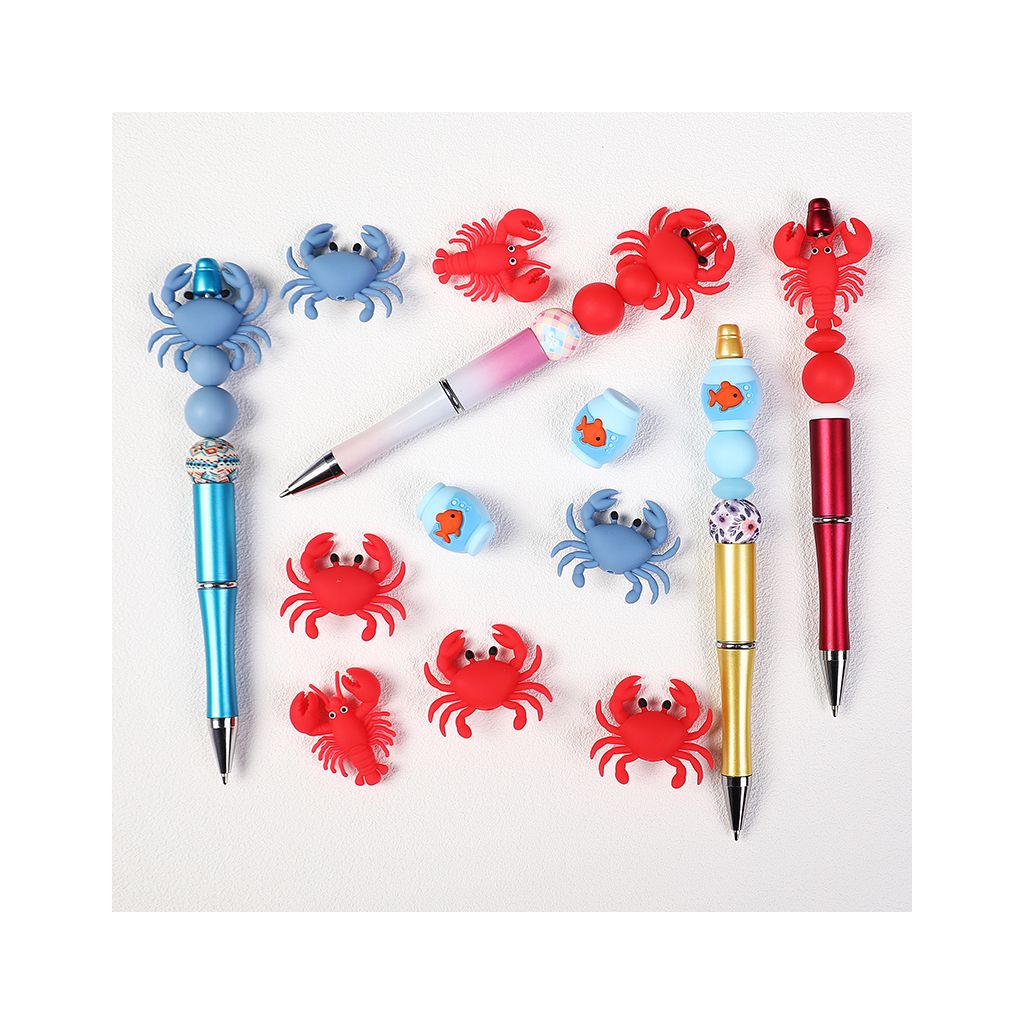 Silicone Focal Beads 3D Marine Life Series, Crab Lobster Fish Tank