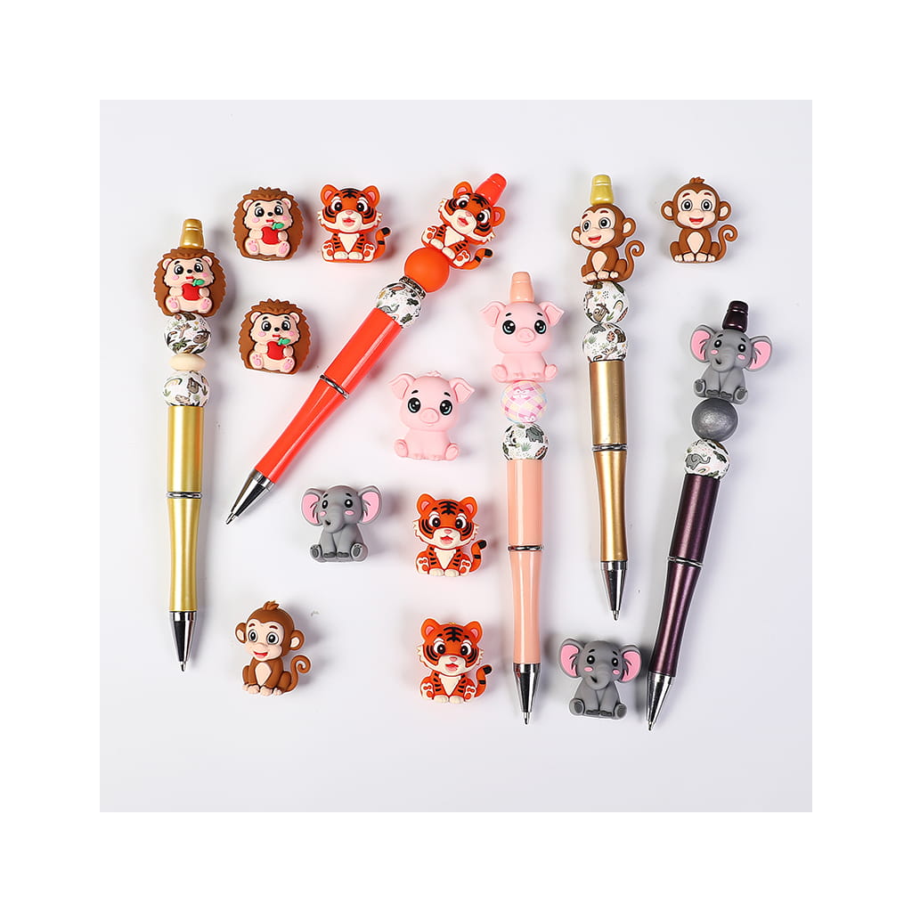 3D Tiger Monkey Elephant Pig Hedgehog in Animal Series Silicone Focal Beads