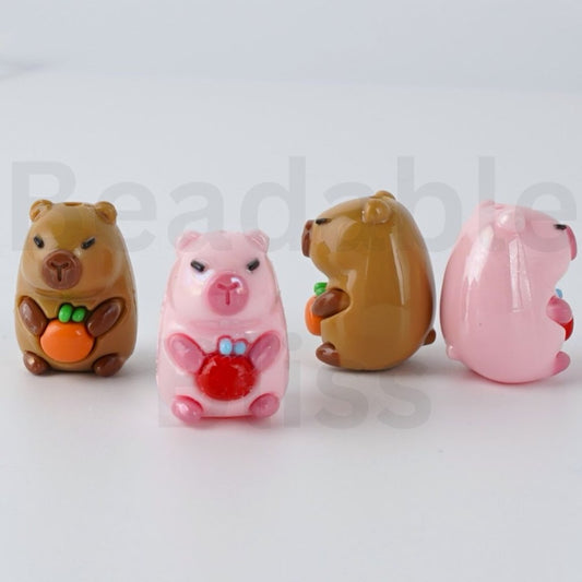 Mini Cute Capybarai Animal Acrylic Beads, Around 26*18MM
