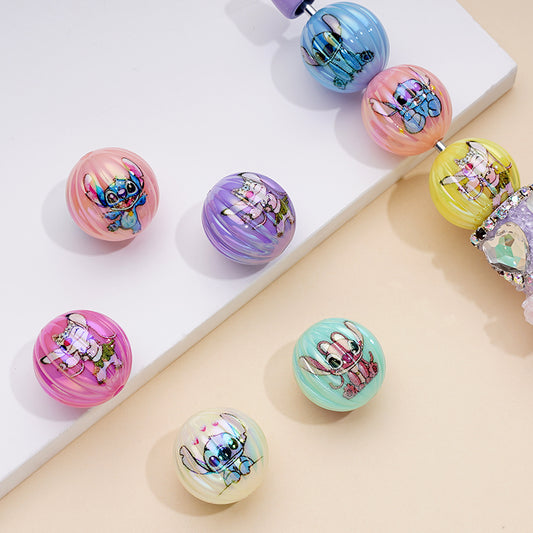 UV Coating Stitc Pumpkin Round Acrylic Beads, Random Mix, 16MM