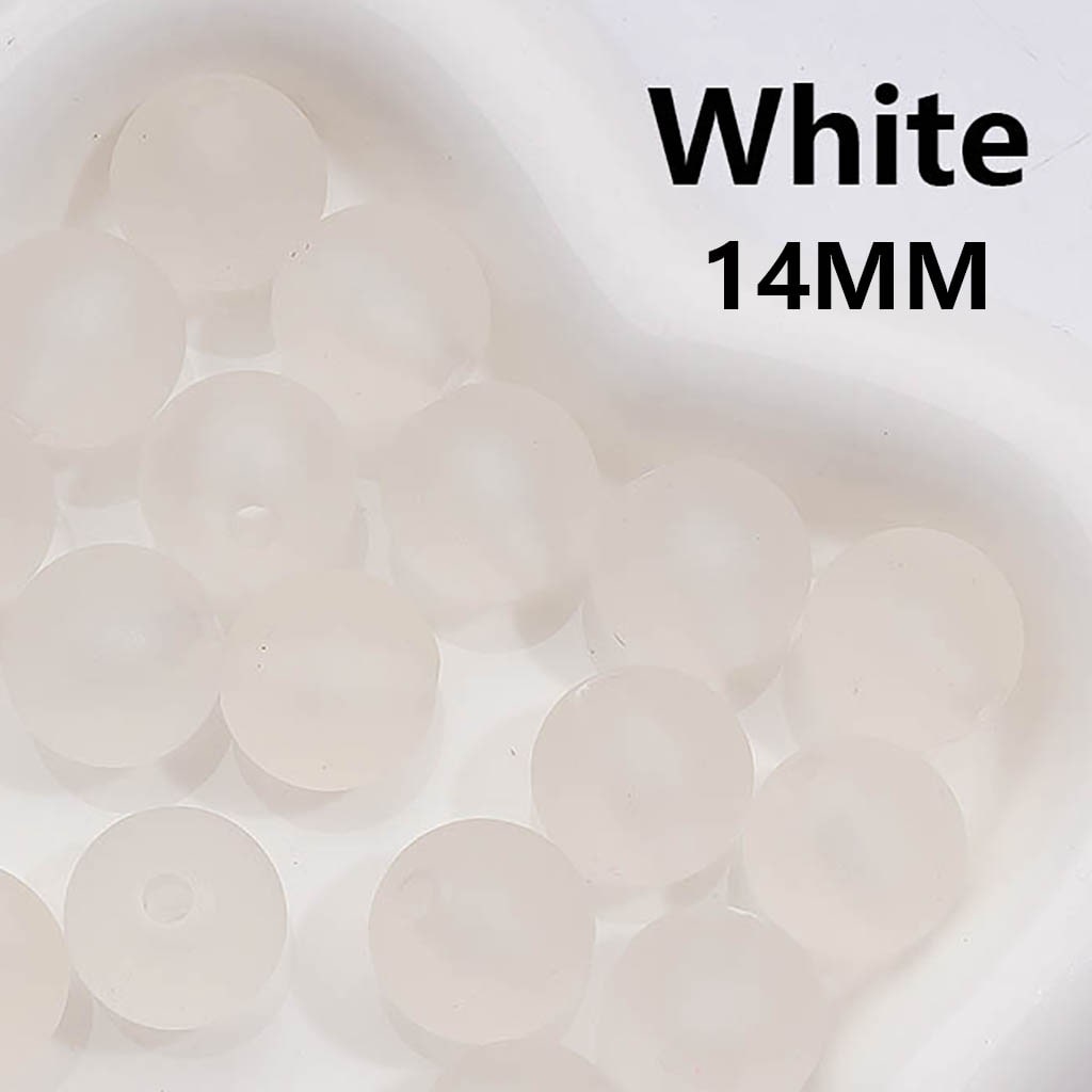 Frosted Matte Translucent Multi-Color Round Acrylic Beads, 14MM (Single Color is available for 300pcs(Whole bag))