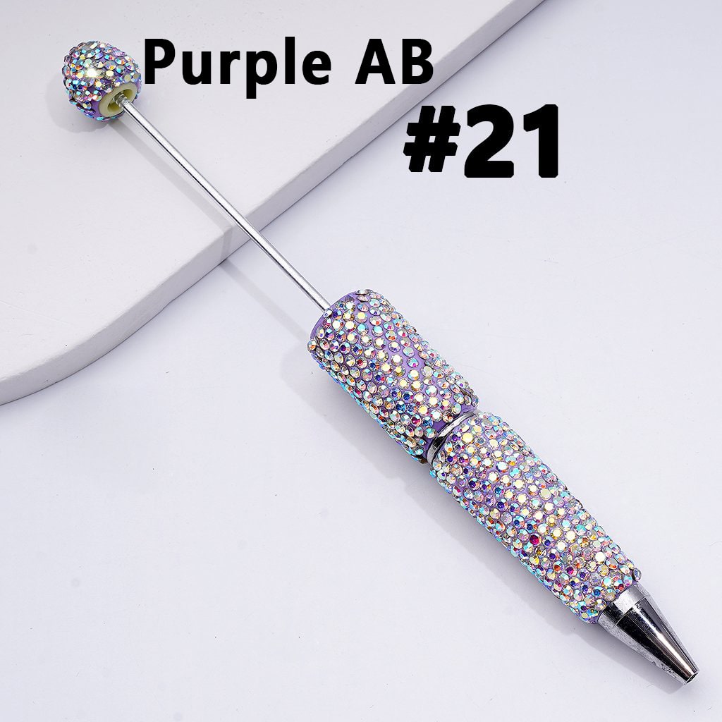 Beadable Clay Pens with Shiny Rhinestones Covered the Entire Pen