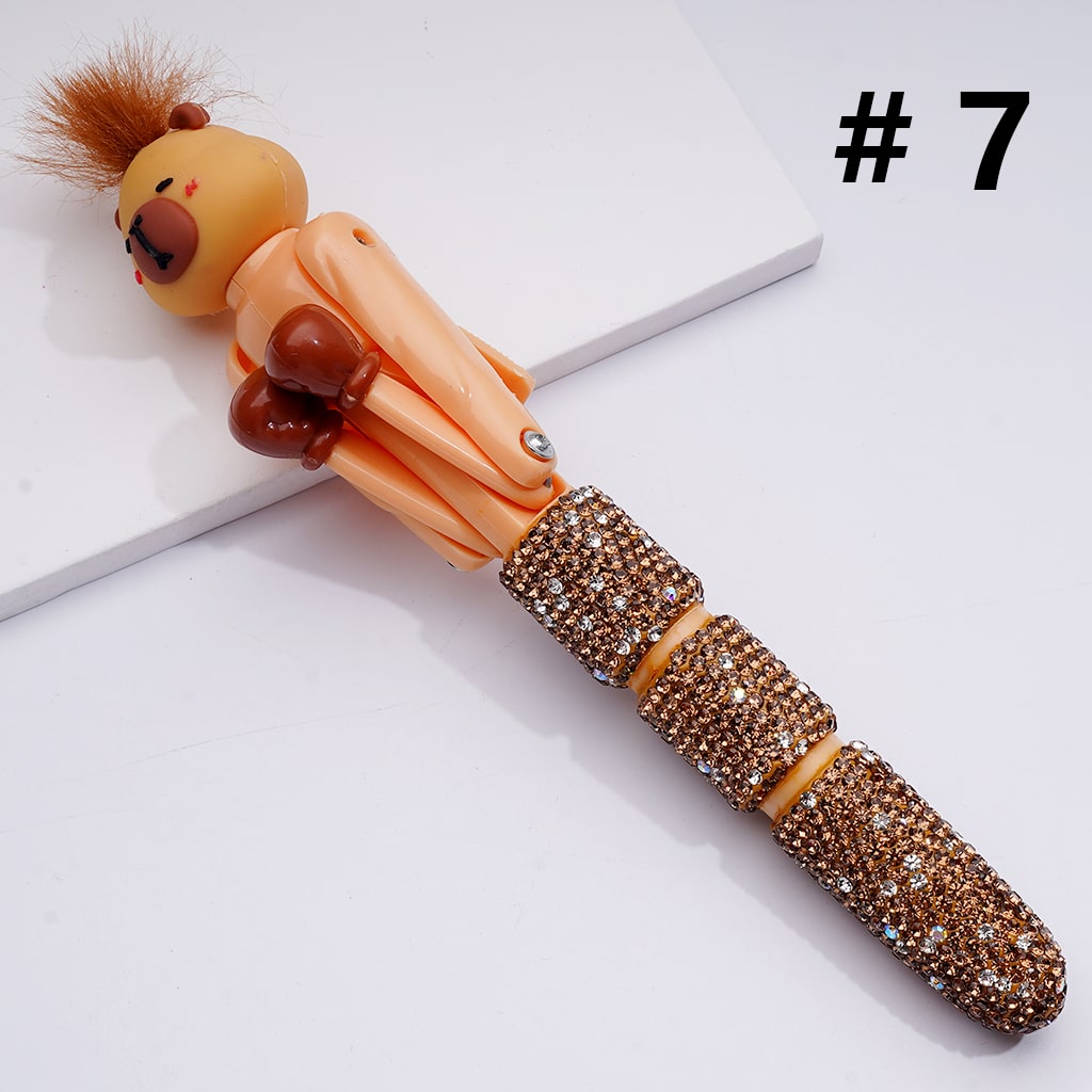 Large Cute Cartoon Kurom Unicor Ghost Face Pumpkin Elk Bear Alien Cat Astronaut with Movable Boxing Arms Shiny Rhinestones Beadable Clay Pens