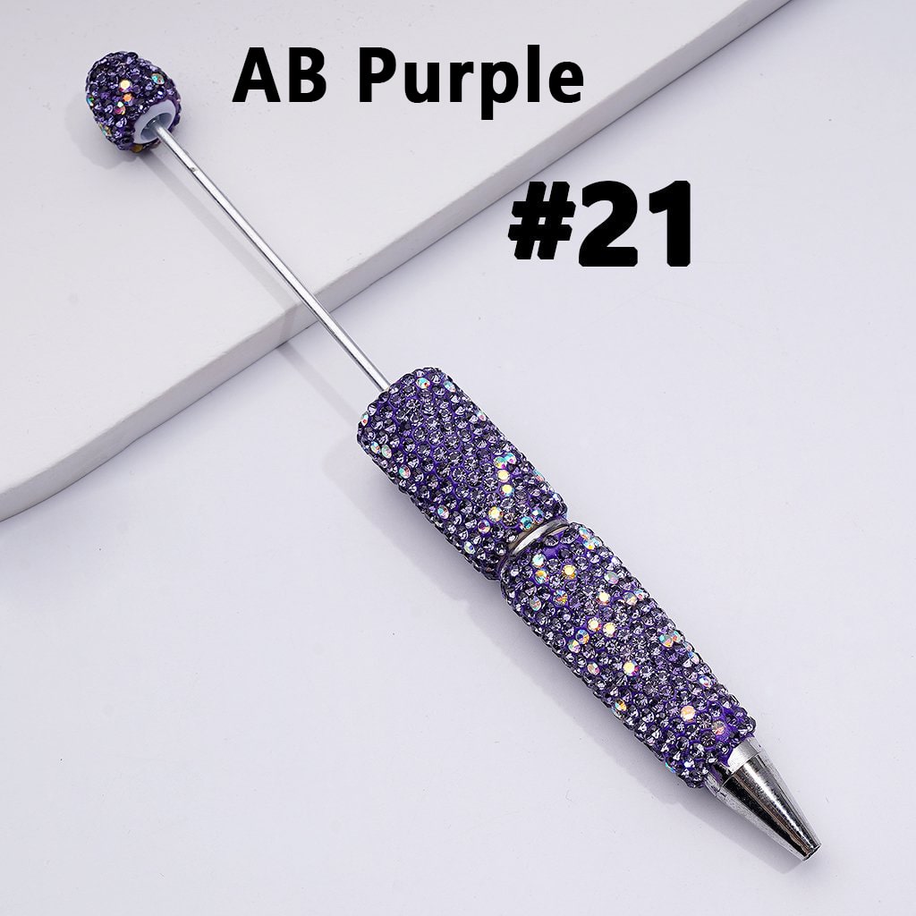 Beadable Clay Pens with Multi-Color & AB Rhinestones Covered the Entire Pen