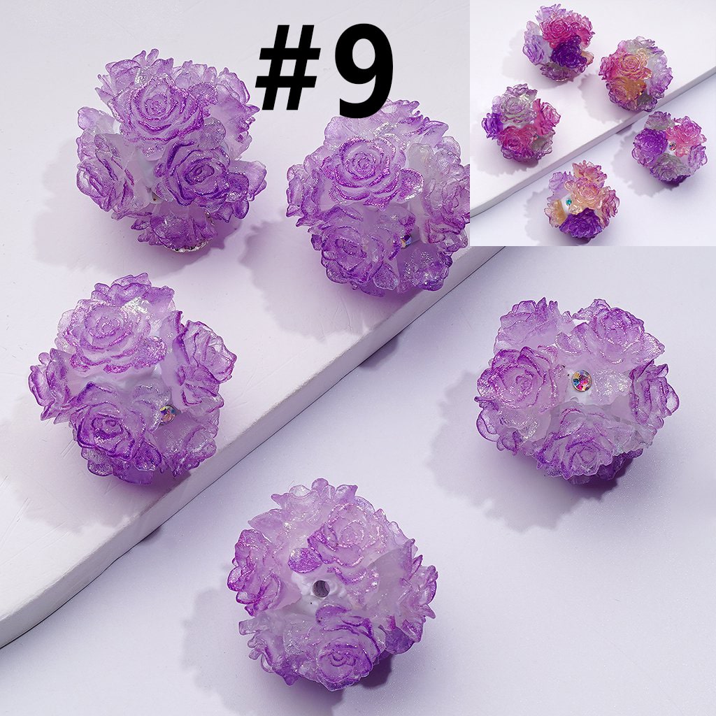 Color Changing Cute Glitter Soft Flowers AB Rhinestones Round Clay Beads, Around 24MM