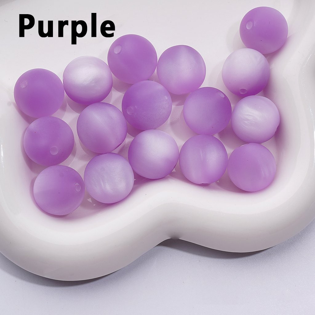 Frosted Matte Multi-Color Cat Eye Style Round Acrylic Beads, 16MM
