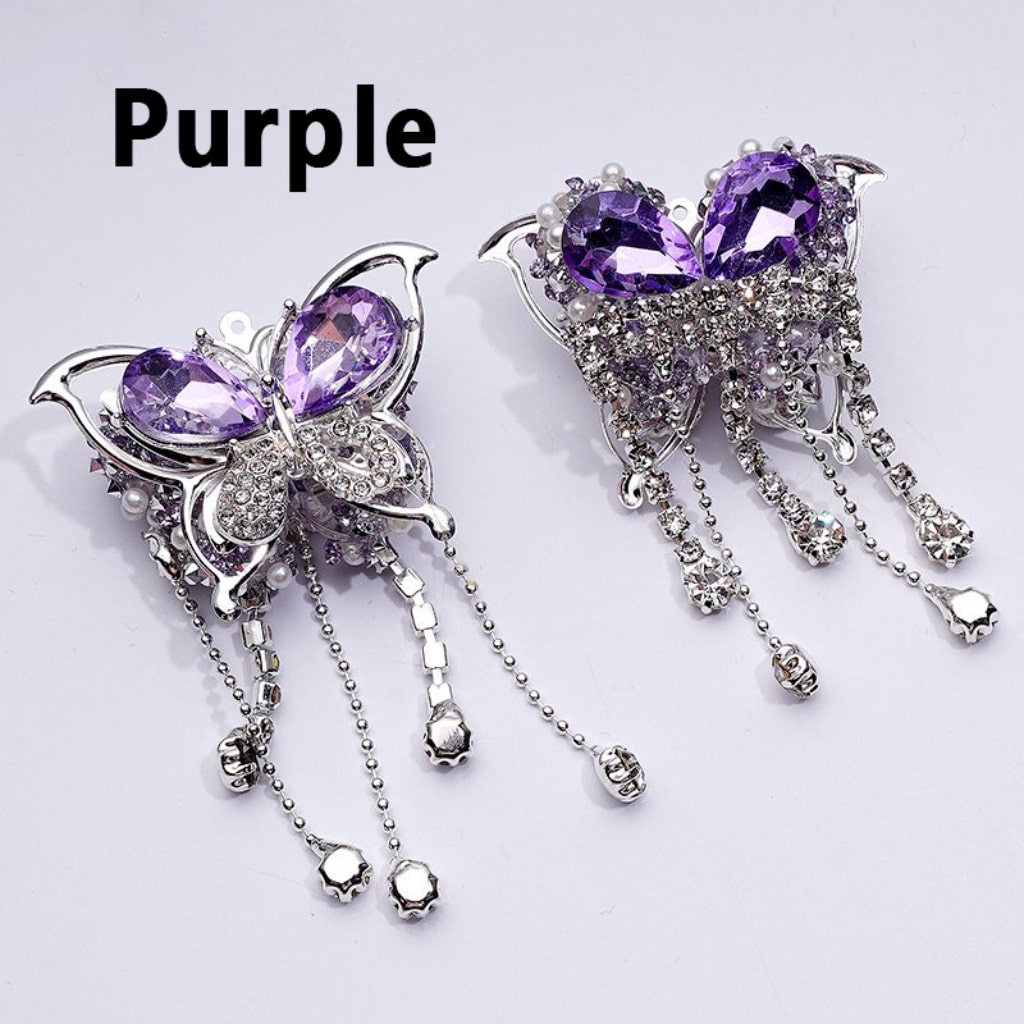 Bling Bling Fancy Silver Alloy Butterfly with Shiny Rhinestones Metal Chains White Pearls Sugar Acrylic Beads, Around 40*60MM