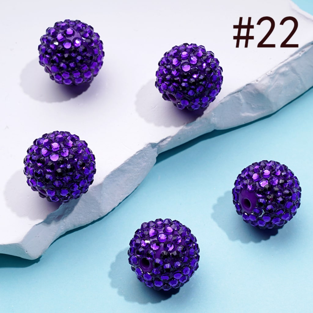 20MM Rhinestone Beads, Collection of Acrylic Rhinestone Beads, Part 1: Color No.1 -No.32