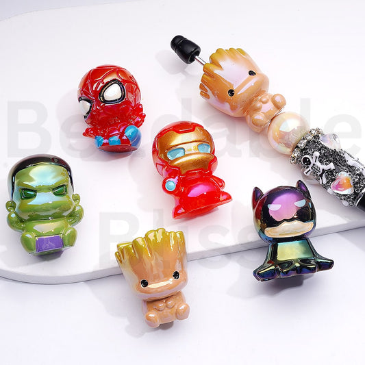 Acrylic Beads UV Coating Vivid Cute Marve Her Iro Ma Ba Ma Spide Ma Hul Groo, Random Mix