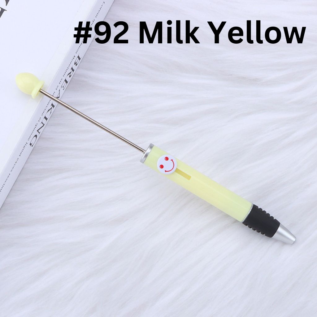 Fashionable DIY Plastic  Beadable Pen with Smile Emoji in Solid Colors