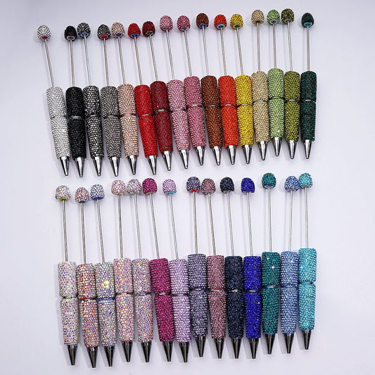 Beadable Clay Pens with Shiny Rhinestones Covered the Entire Pen