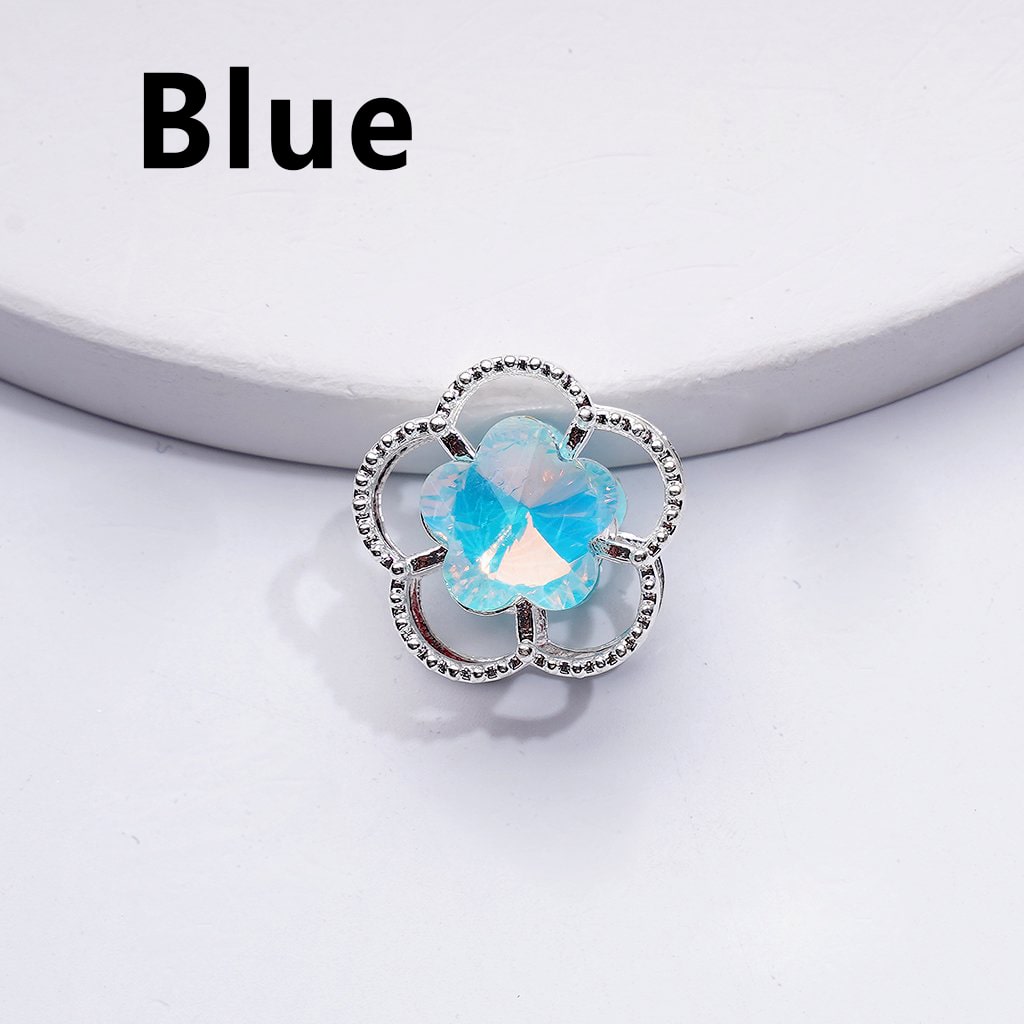 Exquisite Fancy Silver Alloy Five-Petaled Flowers Beads with Multi-Color Shiny Rhinestones, Around 17MM
