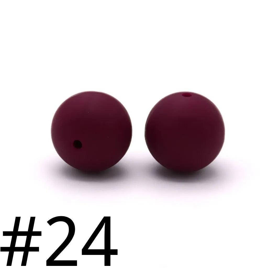 Silicone Beads, Solid Colors, 15 mm