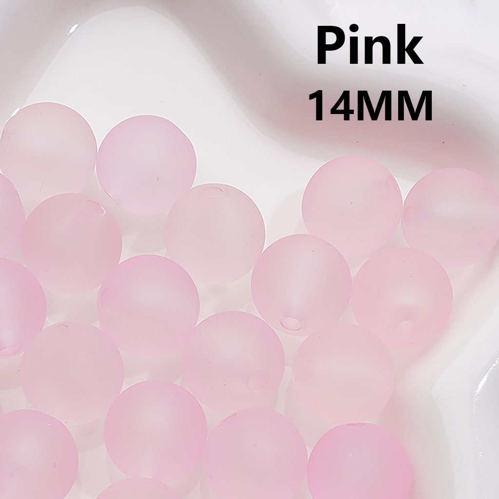 Frosted Matte Translucent Multi-Color Round Acrylic Beads, 14MM (Single Color is available for 300pcs(Whole bag))