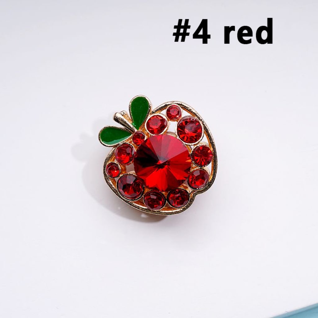 Exquisite Fancy Gold Alloy Apple with Colorful Rhinestones Beads, Around 25*25MM