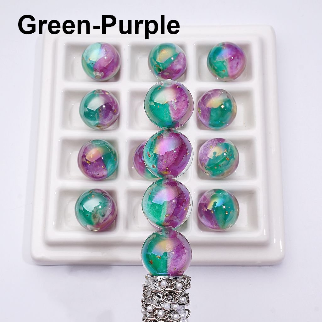 Large Double Color Resin Heart Gold Foil Paper Inside Clear Round Acrylic Beads, 16MM, Random Mix