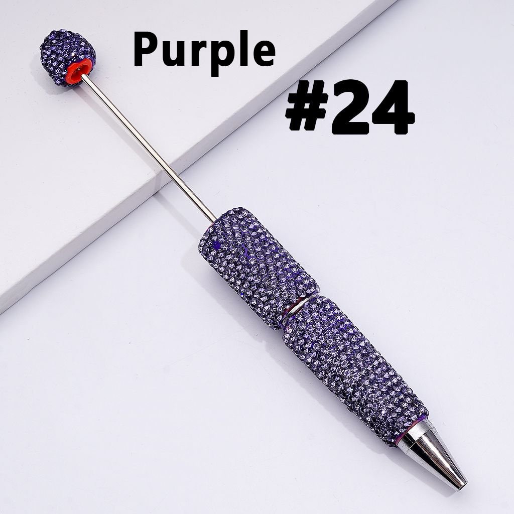 Beadable Clay Pens with Shiny Rhinestones Covered the Entire Pen