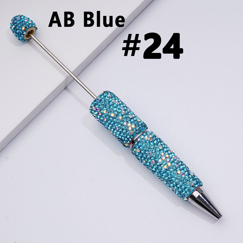 Beadable Clay Pens with Multi-Color & AB Rhinestones Covered the Entire Pen