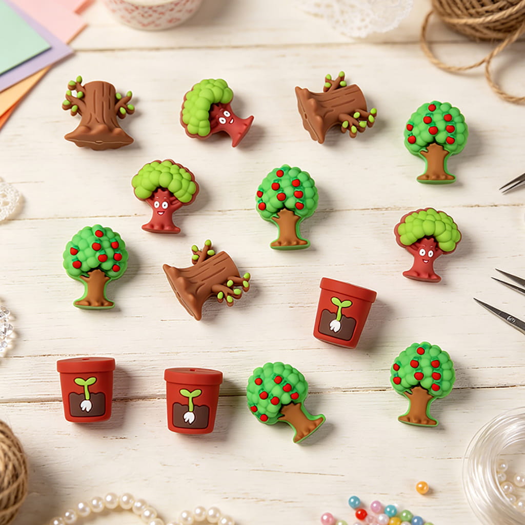 Silicone Focal Beads 3D Mini Plant Theme