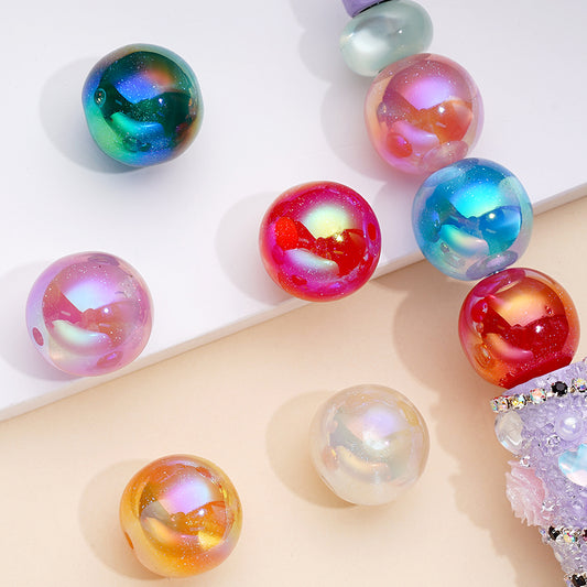 Glitter & Heart Inside Acrylic Beads with UV Plating, 16mm, Random Mix Color, ALX