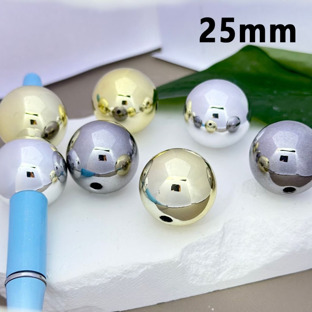 Large Shiny Metallic Color Round Acrylic Beads, 25MM, Please Read the ...