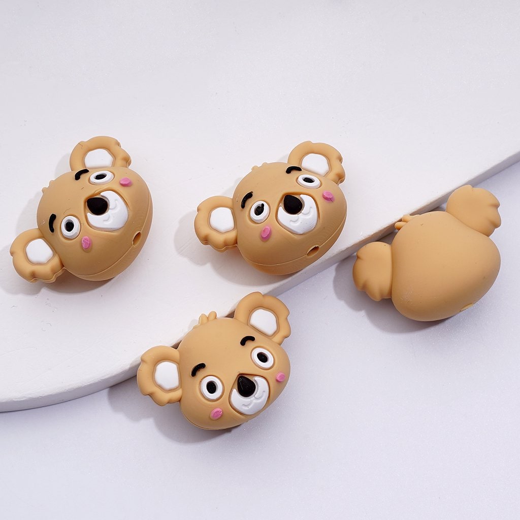 3D Cute Naughty Koala Head Silicone Focal Beads