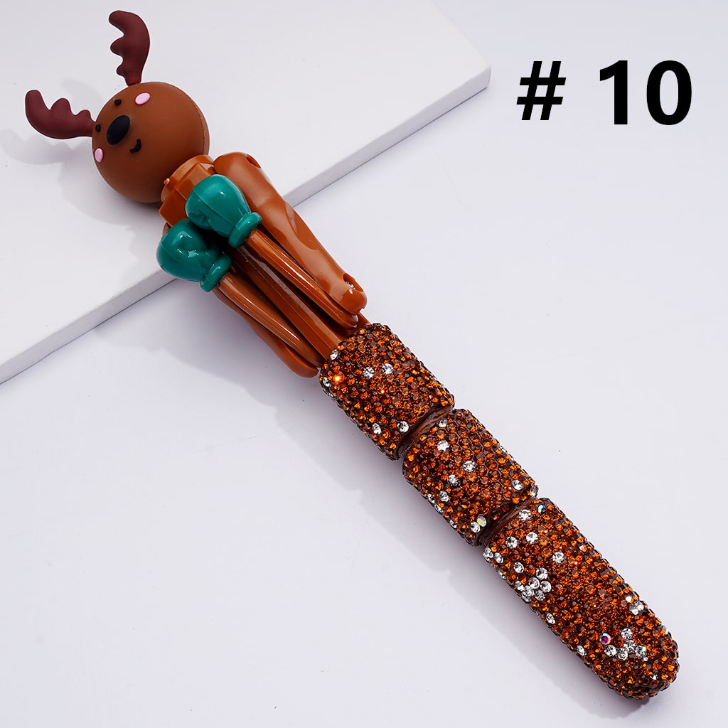 Large Cute Cartoon Kurom Unicor Ghost Face Pumpkin Elk Bear Alien Cat Astronaut with Movable Boxing Arms Shiny Rhinestones Beadable Clay Pens