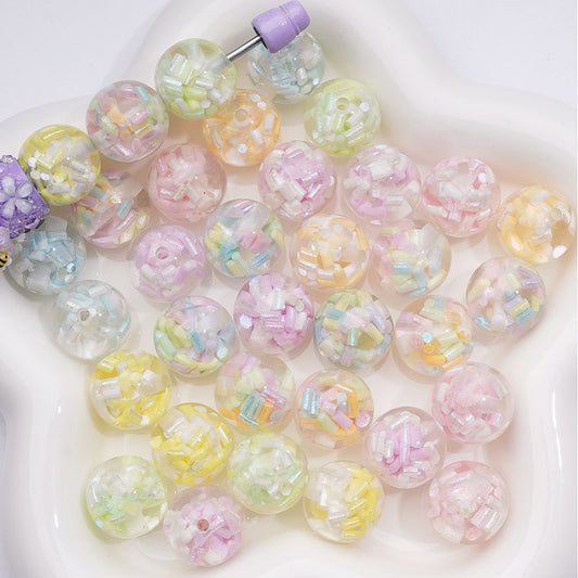 Mini Multi-Color Shiny Candy Sticks Inside Round Acrylic Beads, 16MM (Single Color is only available for 200pcs(whole bag))