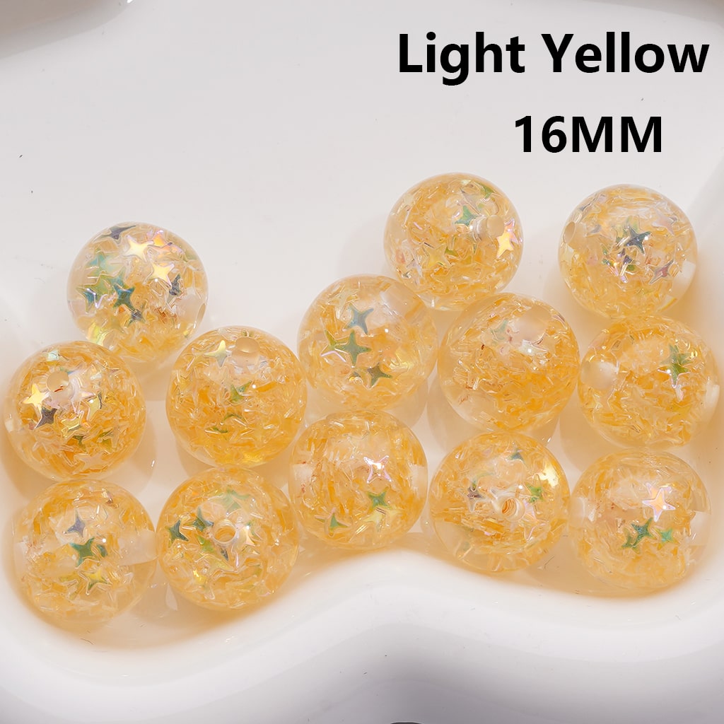 Multi-Color Translucent Mini Colorful Star Flakes Confetti Inside Round Acrylic Beads, 16MM (Single Color is available for 200pcs(Whole bag))