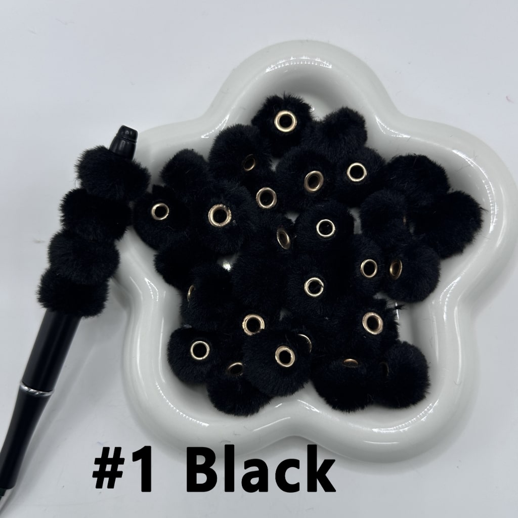 Pom Pom Fluffy Hard Beads and in Solid Colors