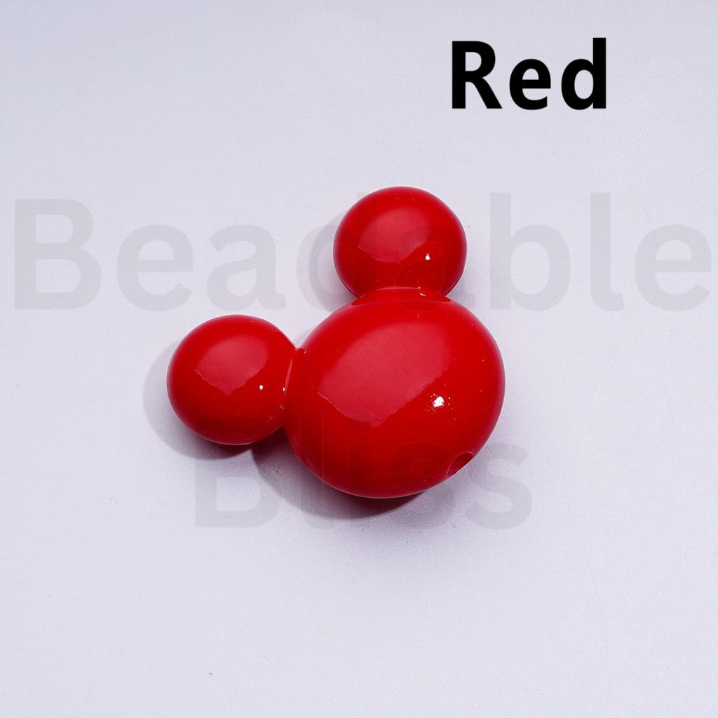 Vivid Cute Solid Color Disne Micke Minni Mouse Head Acrylic Beads, Around 32*27*12MM