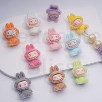 Cute Flocked Fluffy Labub Po Mar Pendants Pen Topper Acrylic Beads, 38*26MM, Random Mix