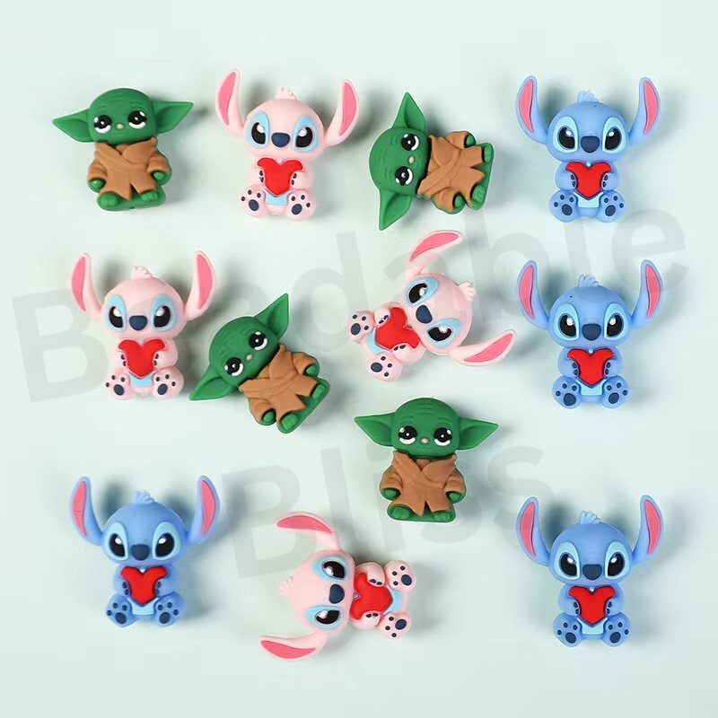 Silicone Focal Beads 3D Cute Monster Toy Series with Heart Big Eyes