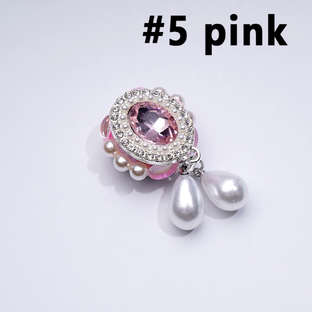 Delicate Fancy Silver Alloy Oval Shape Frame Large Red Rhinestone Inside with Mini Clear Rhinestones White Pearls Pendants Clay Beads, Around 27*48MM