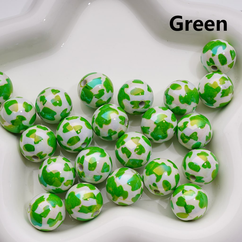 UV Coating Multi-Color Cow Prints Round Acrylic Beads, 16MM (Single Color is available for 200pcs(Whole bag))