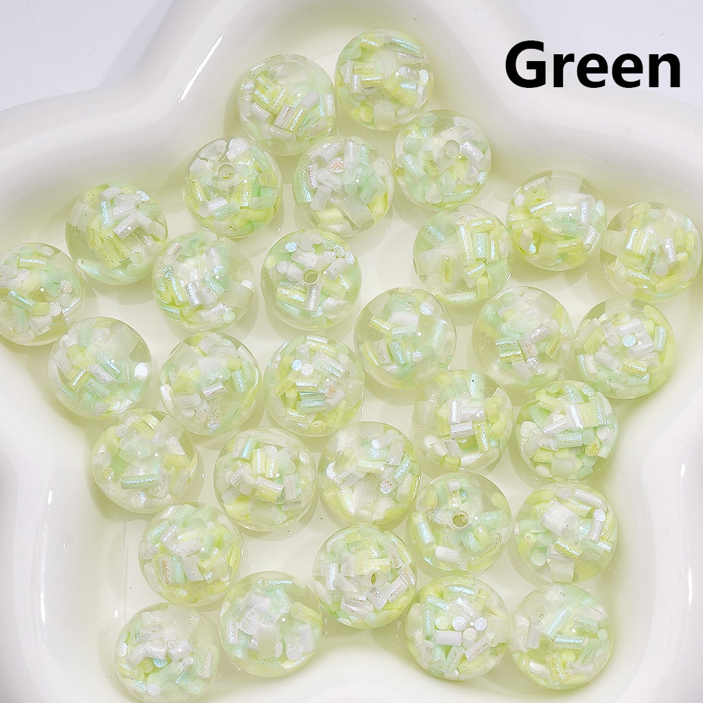 Mini Multi-Color Shiny Candy Sticks Inside Round Acrylic Beads, 16MM (Single Color is only available for 200pcs(whole bag))