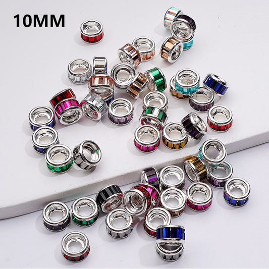 Round Spacers with Crystal Rhinestones, 10mm by 5mm