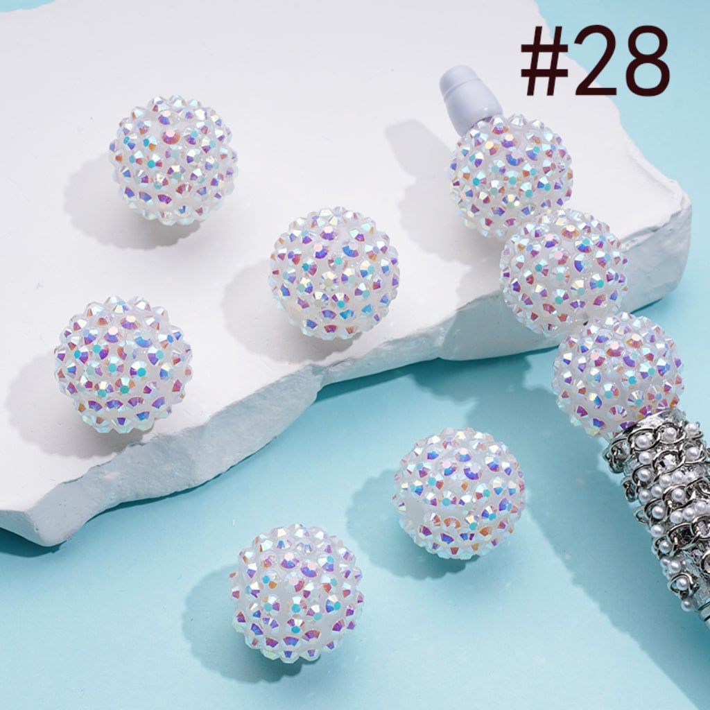 20MM Rhinestone Beads, Collection of Acrylic Rhinestone Beads, Part 1: Color No.1 -No.32